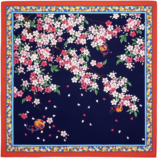 【ご紹介します！京都の伝統と感性を生かした風呂敷！あそ美心】小シボちりめん2巾　さくら吹雪
